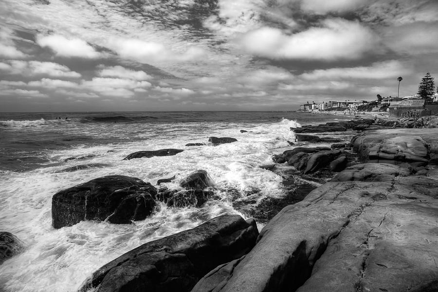 Black And White Photograph - Wave Wash - Black and White by Peter Tellone