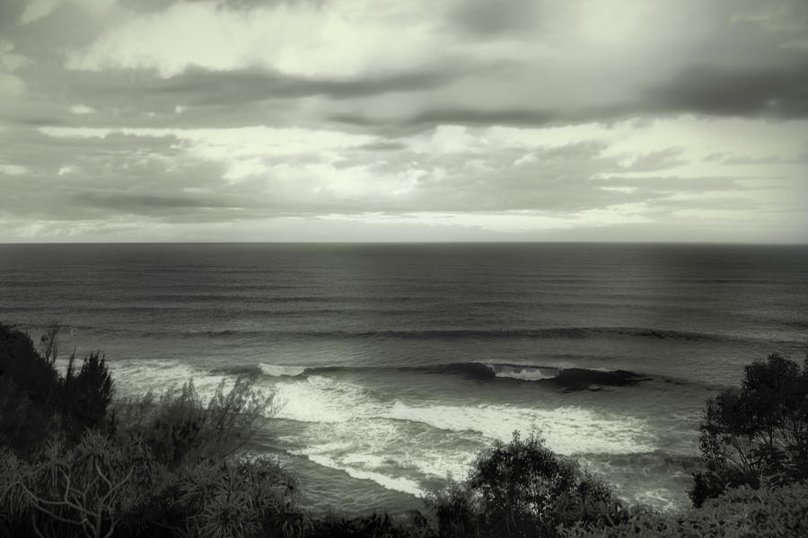 Wave Watching in Black and White - Kauai - Hawaii Photograph by Belinda Greb