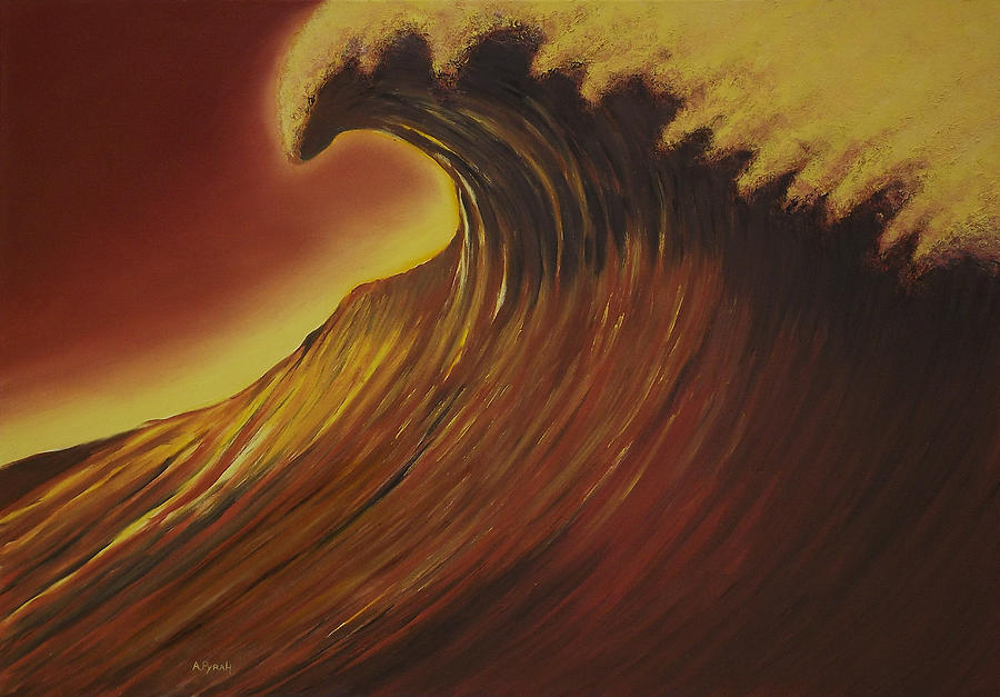 Beach Painting - Wave-Yellow and Red by Andy PYRAH
