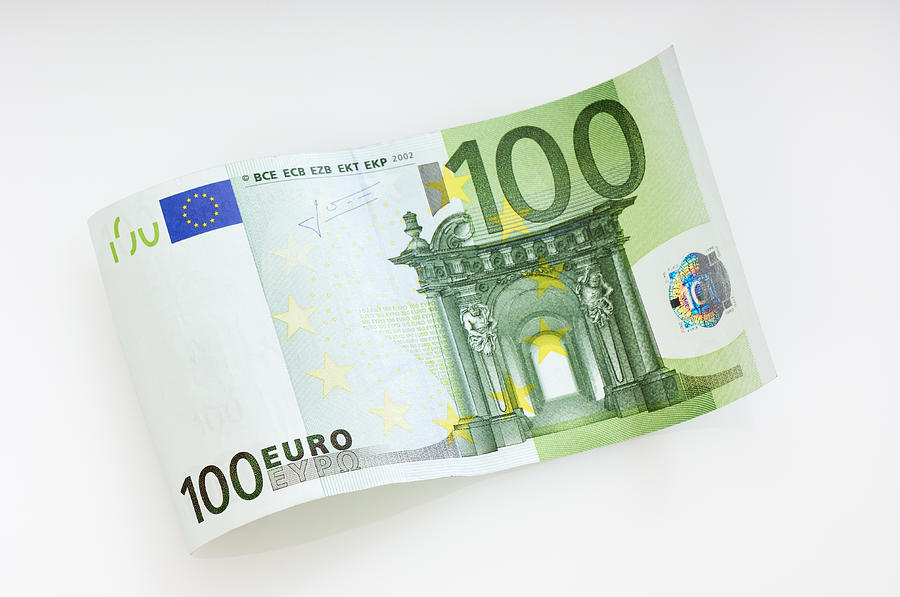 Waved 100 Euro note Photograph by Acilo