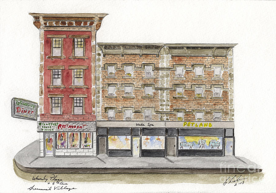 Waverly Diner in Greenwich Village Painting by AFineLyne