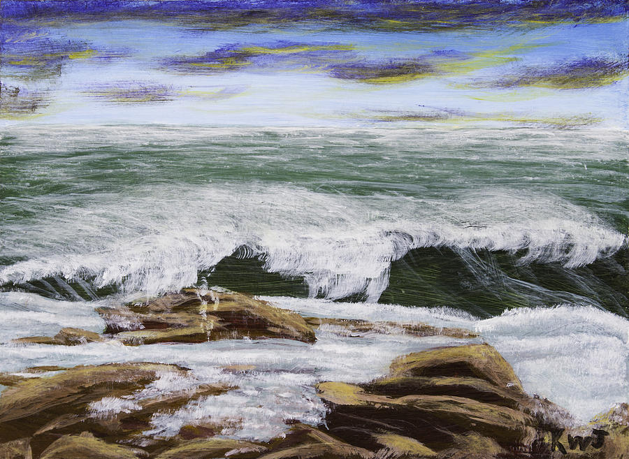 Waves And Rocks Seascape Painting by Keith Webber Jr