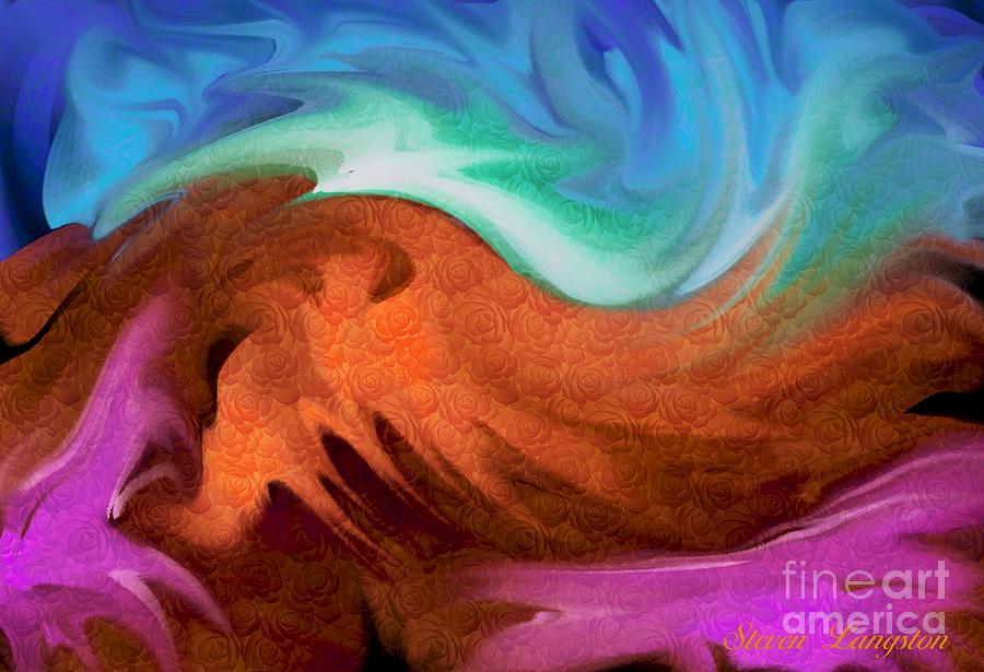 Unique Digital Art - Waves and Roses by Steven Lebron Langston