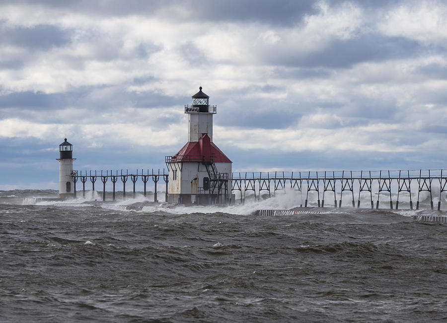 Waves at St Joseph Lighthouse Photograph by John McGraw Fine Art America