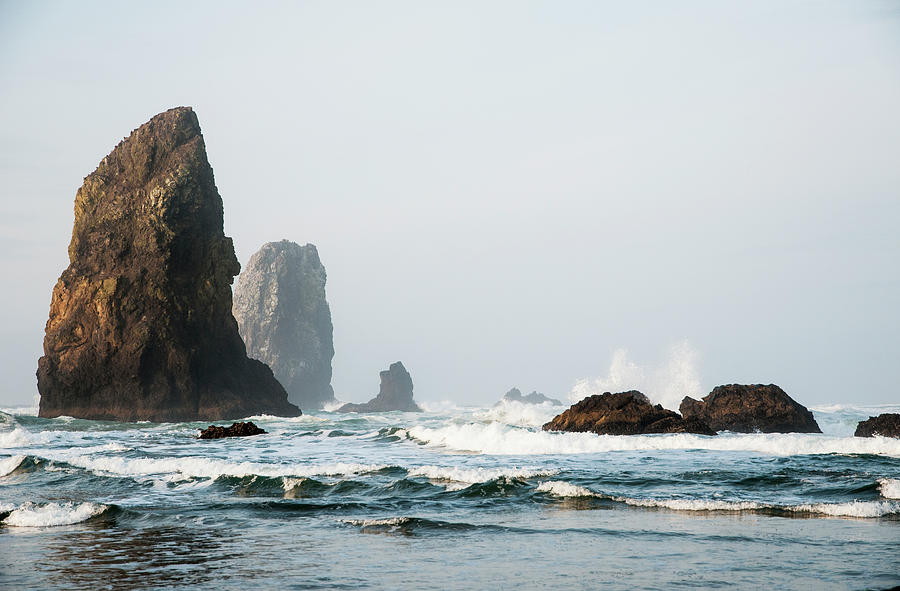 Waves Break Around The Stone Needles Photograph by Robert L. Potts