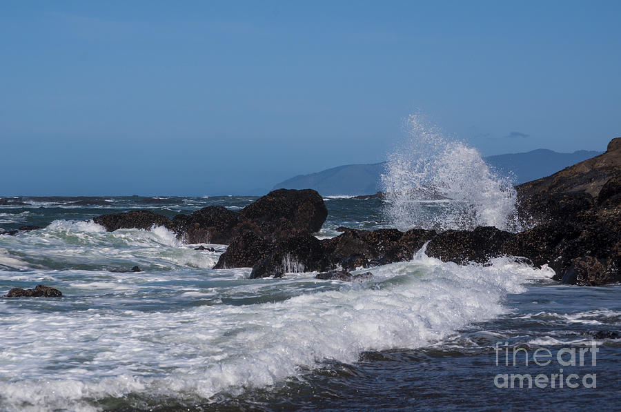 Oregon Photograph - Waves Breaking on the Rocks by M J