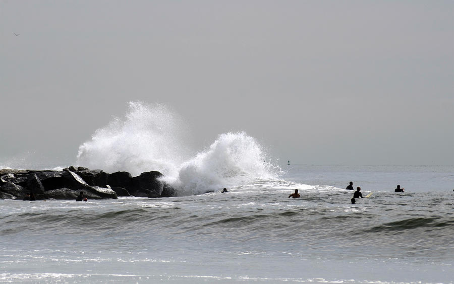 Waves Crash Against Beach 91st Jetty Photograph by Maureen E Ritter