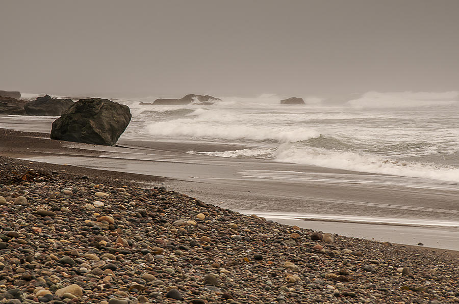 Waves crashing at San Simeon Beach Photograph by Lee Kirchhevel