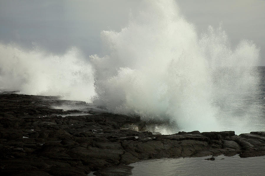 Waves Crashing Into Coastal Lava Ocean Photograph by Timothy Hearsum