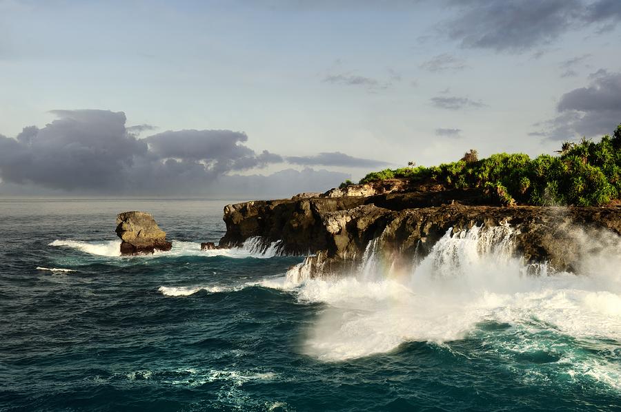 Waves Crashing On Cliffs At Nusa Photograph by Carlina Teteris
