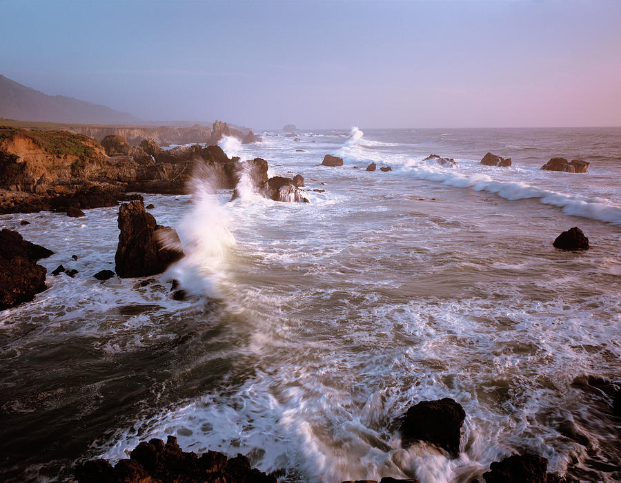 Waves Crashing On The Rugged Big Sur Photograph by Greg Probst - Fine ...