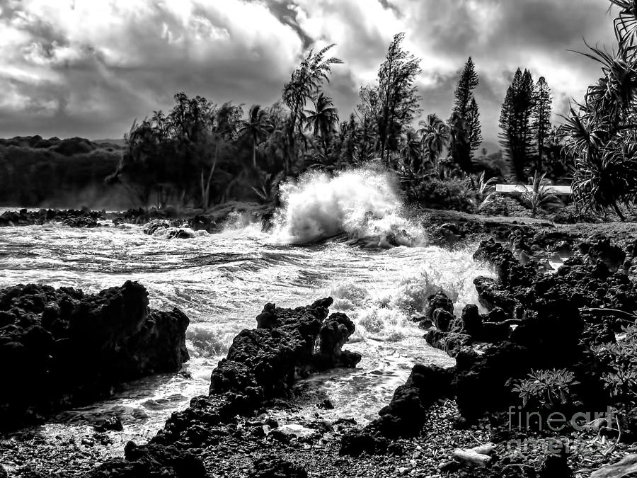 Waves Maui Coast bw Photograph by Baywest Imaging