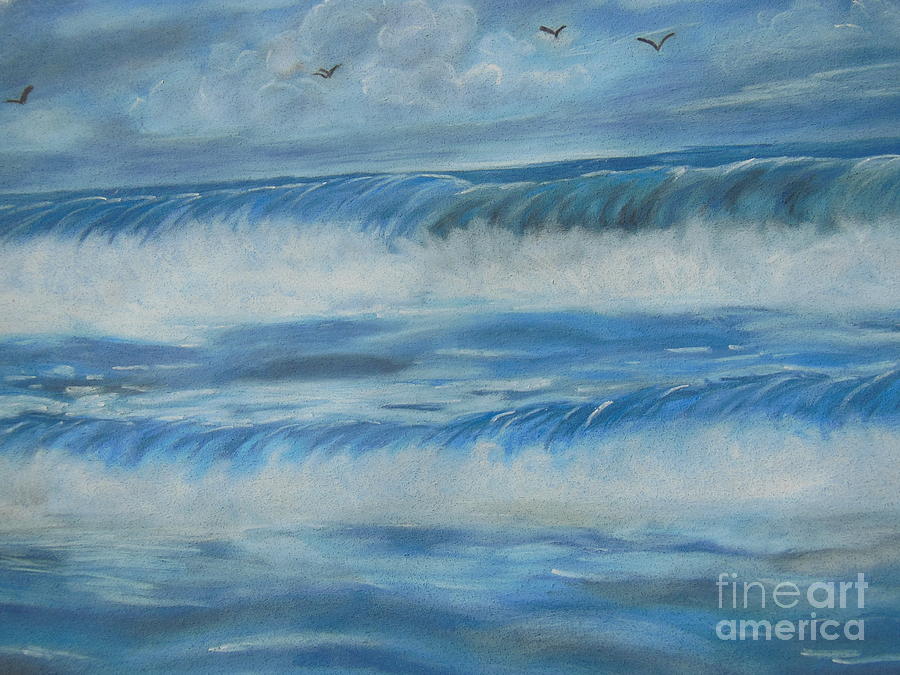 Blue Sea Drawing - Waves of Strength by Nicole Poston