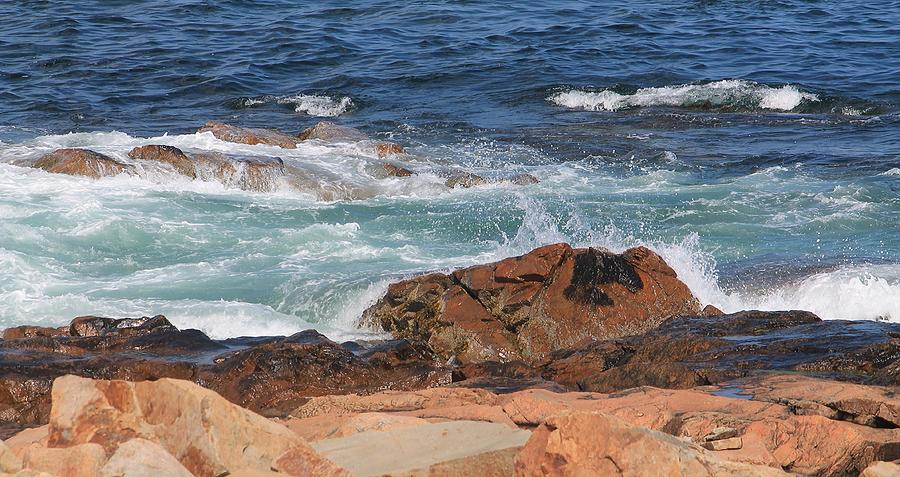 Waves on Rocks Gloucester MA Photograph by Michael Saunders