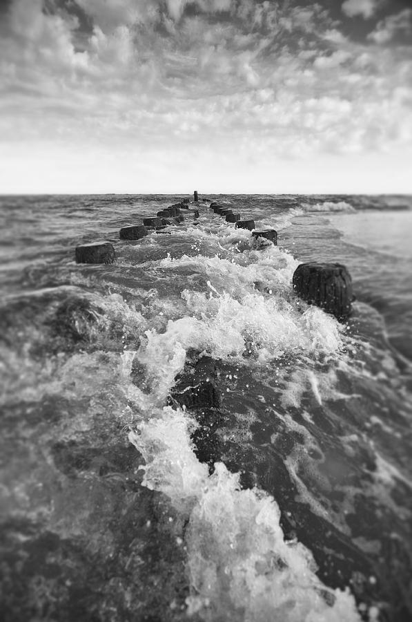 Beach Photograph - Waves Over The Jetty by Ginny Horton