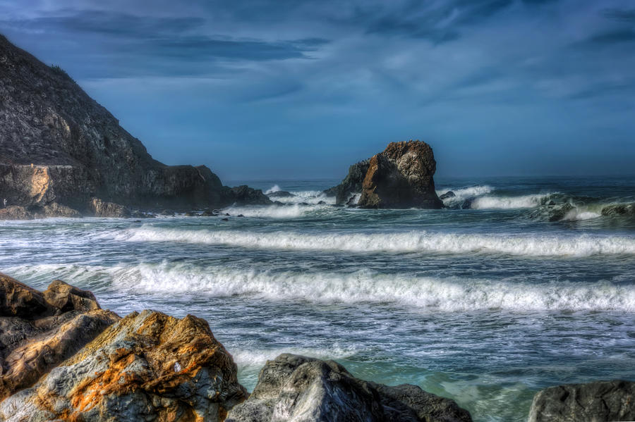Beach Photograph - Waves Rolling to Shore - Rockaway Beach Pacifica California by Jennifer Rondinelli Reilly - Fine Art Photography