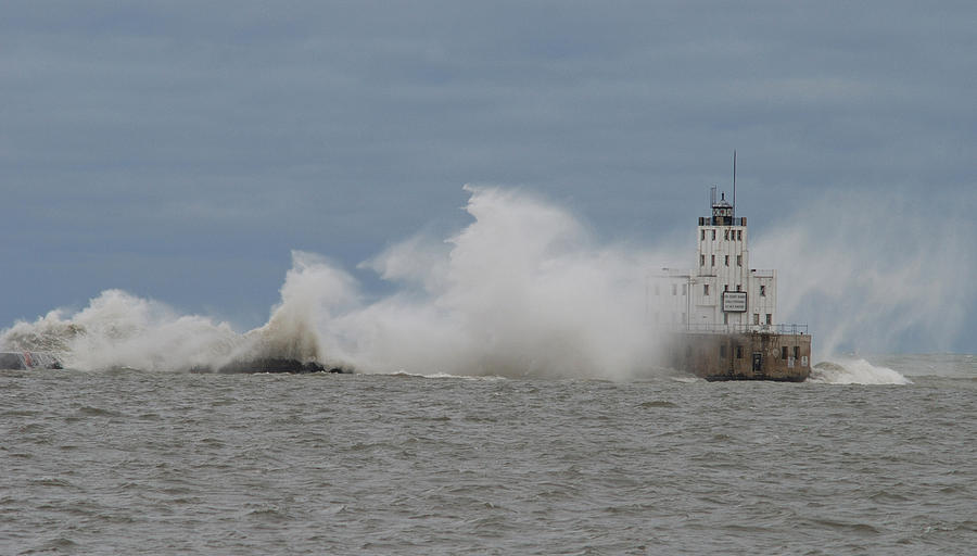 WAVES versus LIGHTHOUSE No.5 Photograph by Janice Adomeit