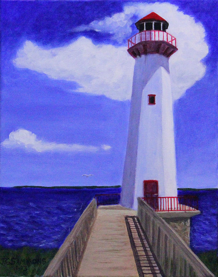 Wawatam Lighthouse Painting by Janet Greer Sammons
