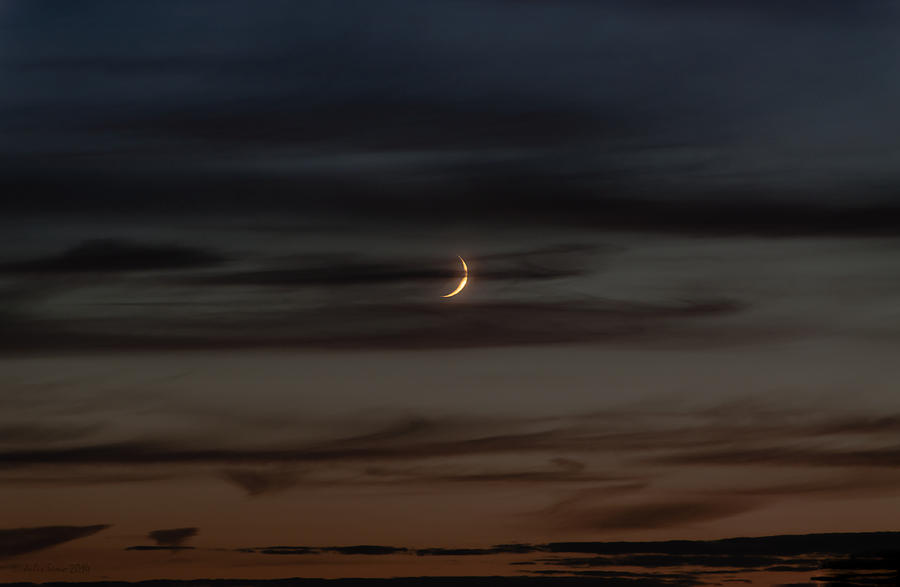 Clouds Photograph - Waxing Moon on the Evening Sky by Julis Simo