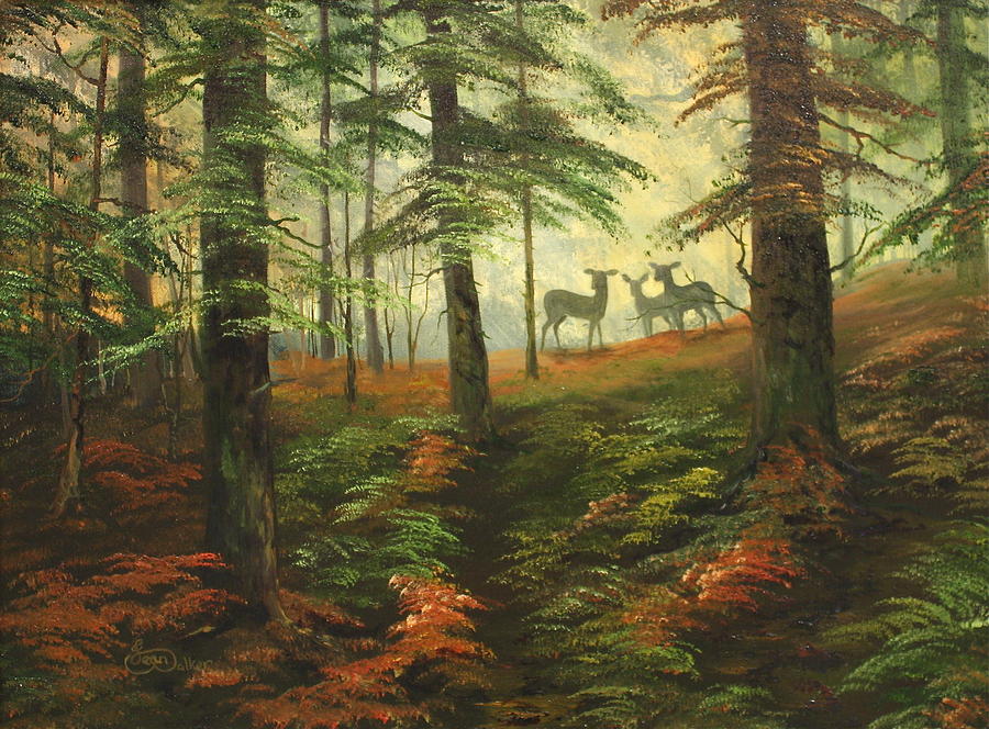 We Know That Stags Here Somewhere Painting by Jean Walker