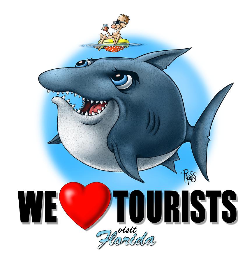 We Love Tourists Shark Digital Art by Scott Ross