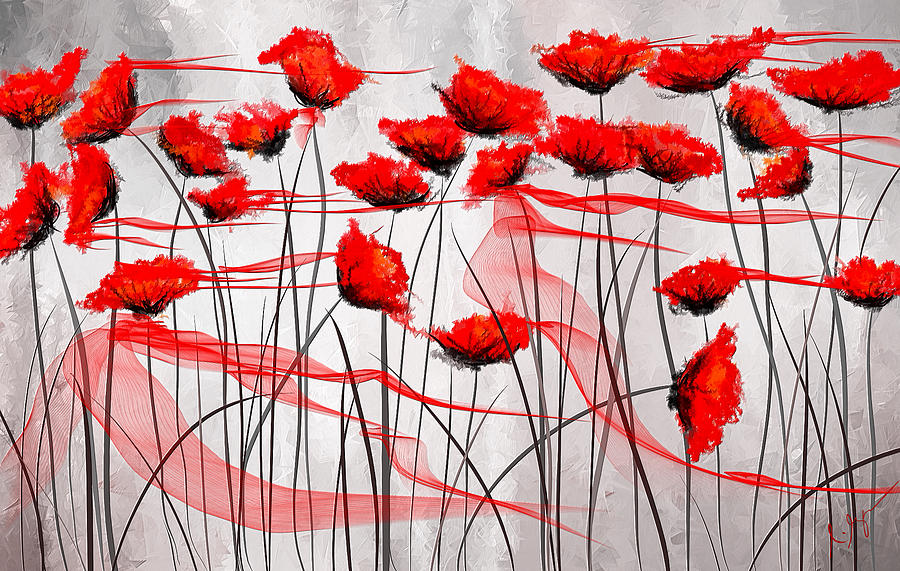 We Remember- Red Poppies Impressionist Painting Painting by Lourry Legarde