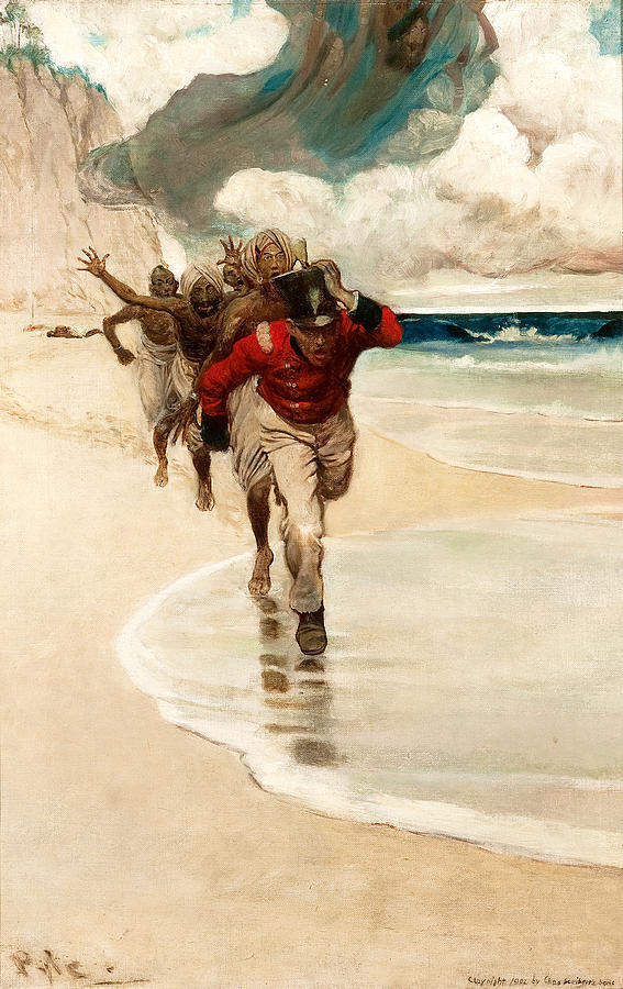 We Started to Run back to the Raft for Our Live Painting by Howard Pyle