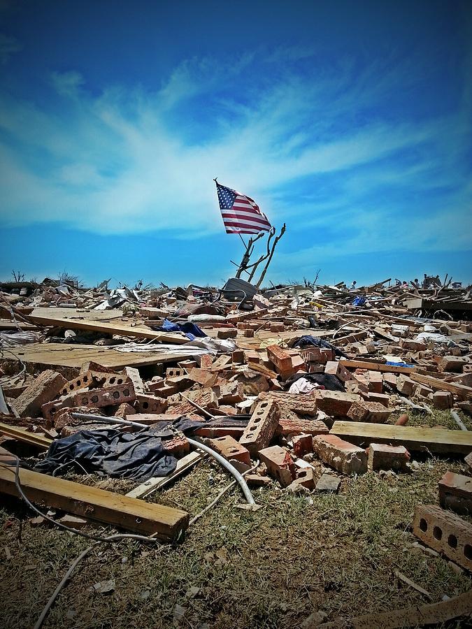 Flag Photograph - We will rebuild. by Lance Kenyon