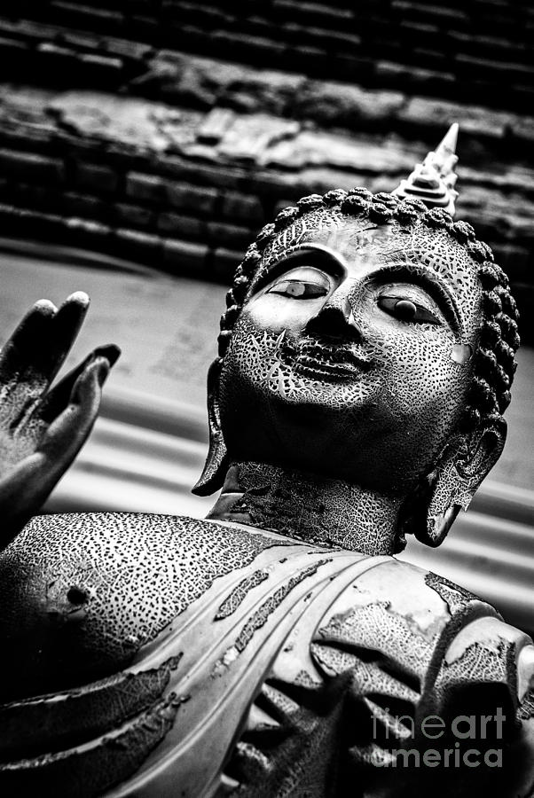 Wear-and-Tear Buddha - Black and White Photograph by Dean Harte
