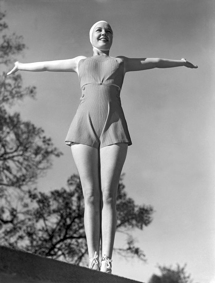 Hollywood Photograph - Wearing A Rubber Bathing Suit by Underwood Archives