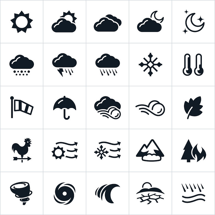 Weather and Natural Disaster Icons Drawing by Appleuzr
