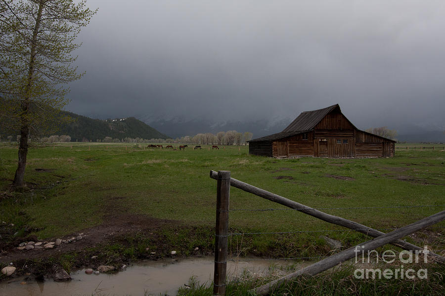 Weather closing in on Ranch at Historical Mormon Row Teton NP WY Photograph by Dan Hartford