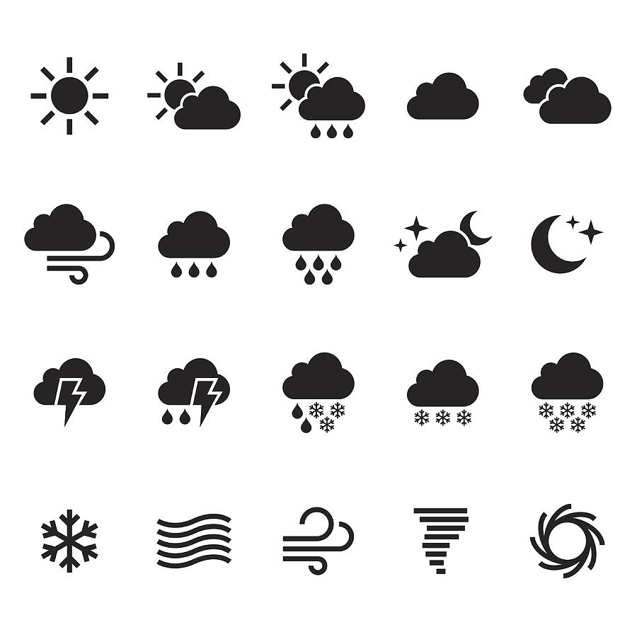 Weather icons set. Vector Drawing by Et-artworks