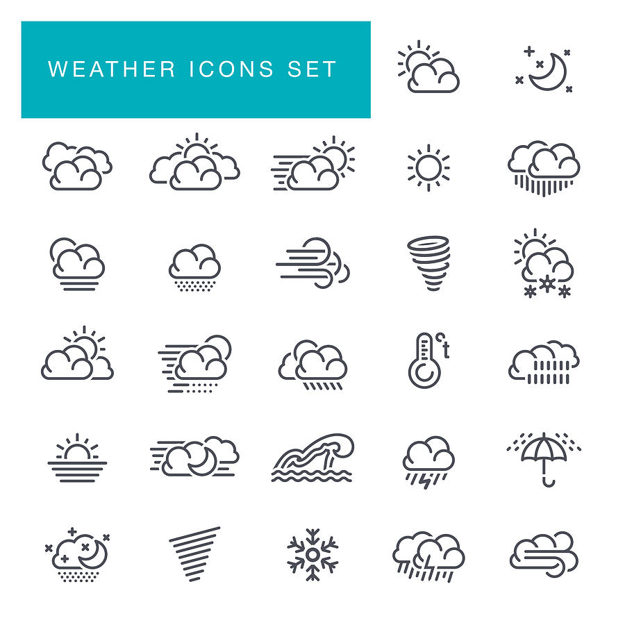 Weather line icons set Drawing by Forest_strider