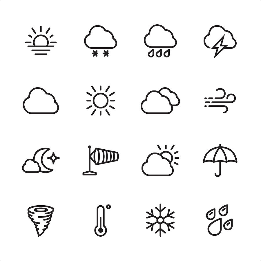 Weather - outline icon set Drawing by Lushik