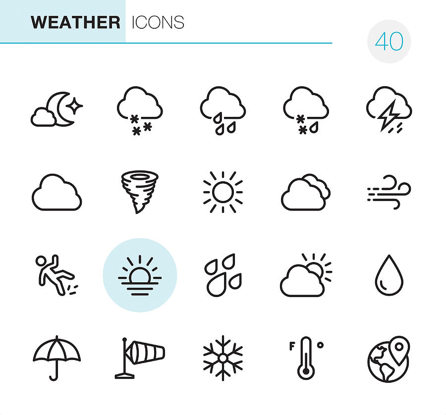 Weather - Pixel Perfect icons Drawing by Lushik