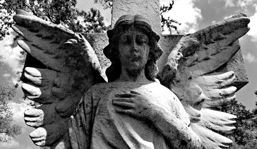 Black And White Photograph - Weathered Angel by Lora Mercado