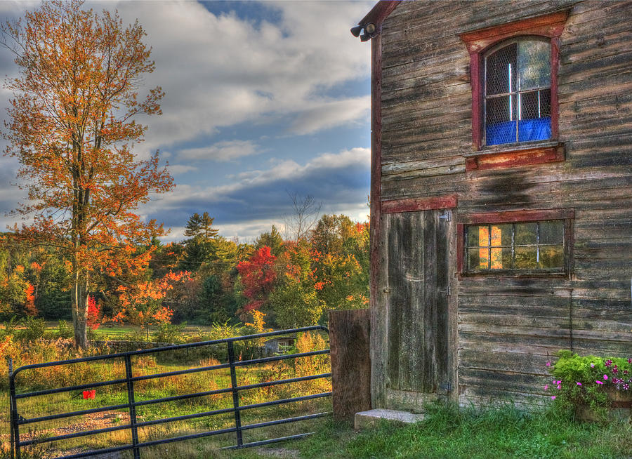 Rural Scene Photograph - Weathered Barn in Autumn by Joann Vitali