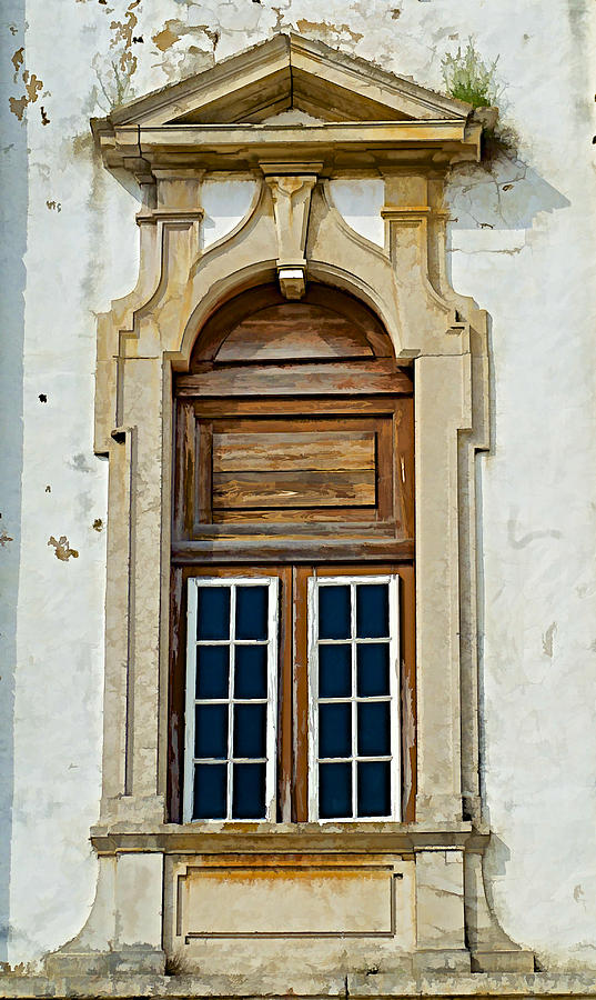 Weathered Brown Wood Window Of Portugal Photograph