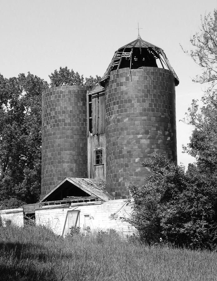Vintage Photograph - Weathered Farm Silo by Phil Perkins