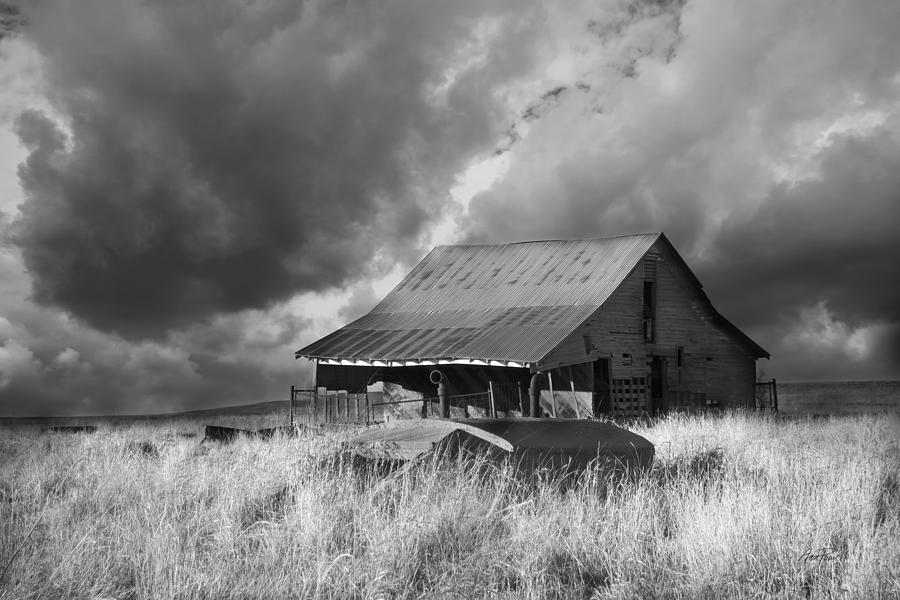 Weathered On The Prairie - black and white photography Photograph by Ann Powell