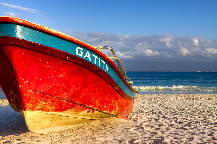 Beach Photograph - Weathered Red Boat on A Mexican Beach by Mark Tisdale