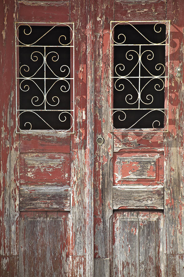Weathered Red Wood Rustic Door with Peeling Paint Photograph by David Letts