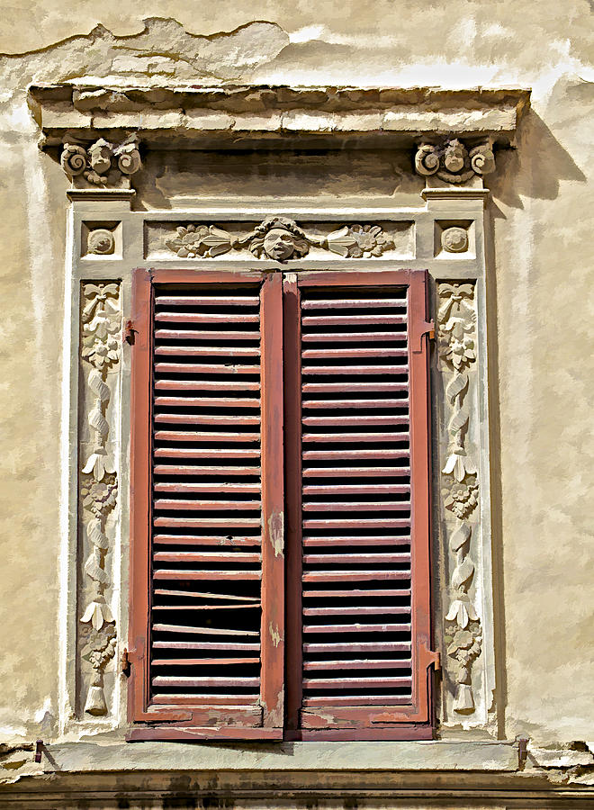 Weathered Red Wood Window Shutters of Tuscany Photograph by David Letts