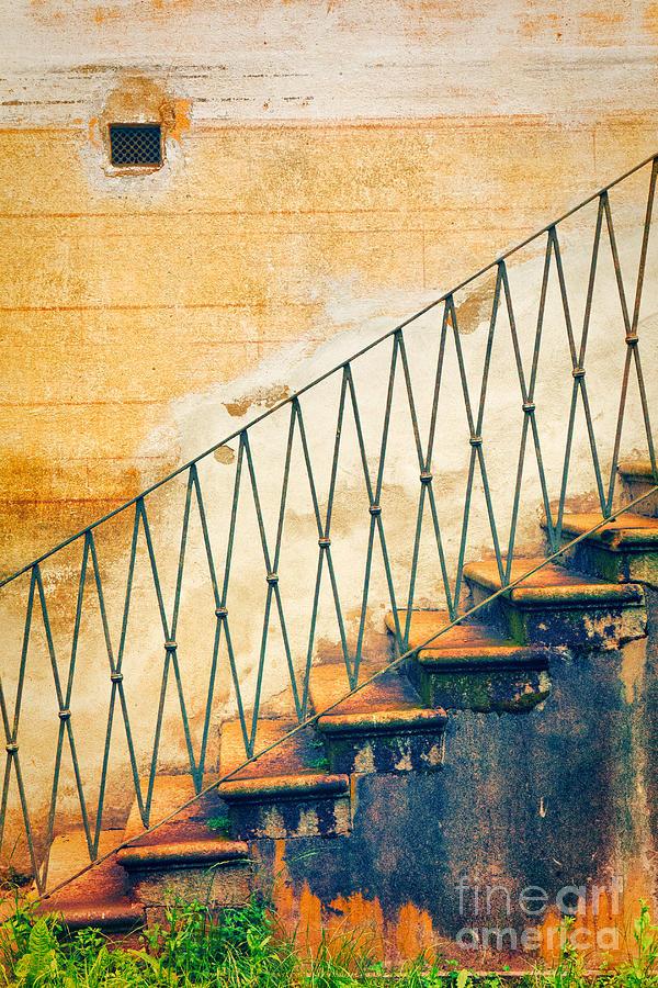 Architecture Photograph - Weathered stairs and wall by Silvia Ganora