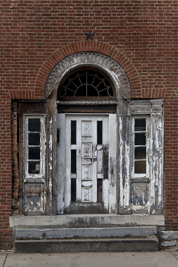 Architecture Photograph - Weathered White Door by Heather Reeder