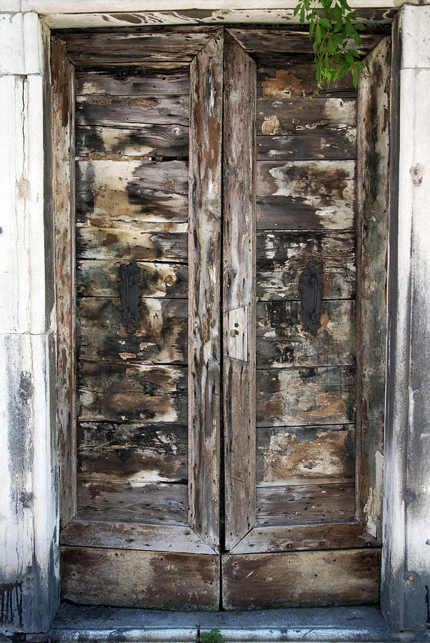 Weathered Wood Door Venice Italy Photograph
