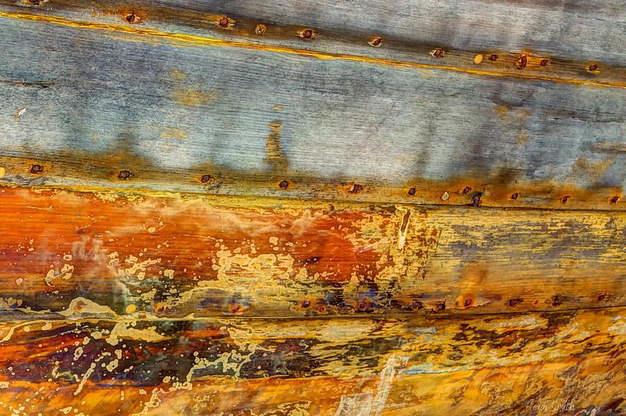 Weathered Wooden Boat - Abstract Photograph by Heidi Smith