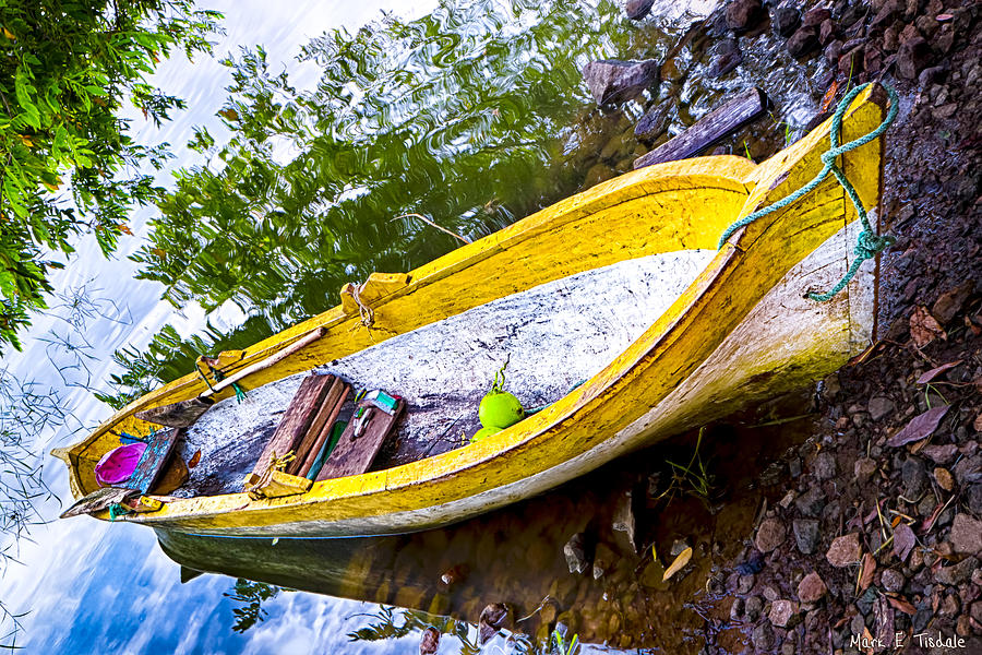 Weathered Yellow Boat Beached On A Tropical Island Photograph by Mark Tisdale