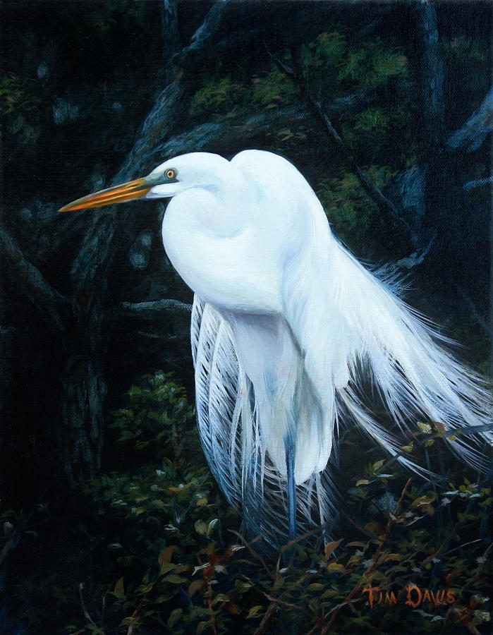 Egret Painting - Weathervane by Tim Davis
